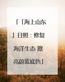 「海上山东」日照：修复海洋生态 擦亮蔚蓝底色