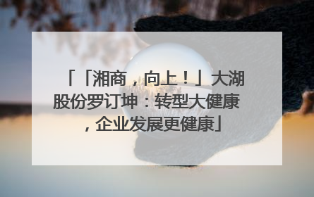 「湘商，向上！」大湖股份罗订坤：转型大健康，企业发展更健康