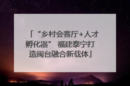 “乡村会客厅+人才孵化器” 福建泰宁打造闽台融合新载体