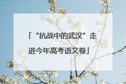 “抗战中的武汉”走进今年高考语文卷