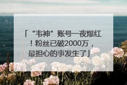 “韦神”账号一夜爆红！粉丝已破2000万，最担心的事发生了