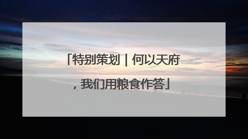 特别策划｜何以天府，我们用粮食作答