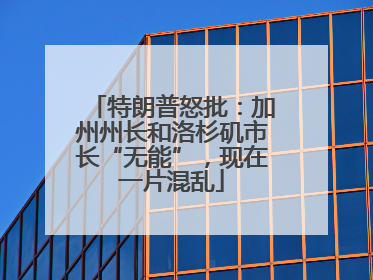 特朗普怒批：加州州长和洛杉矶市长“无能”，现在一片混乱
