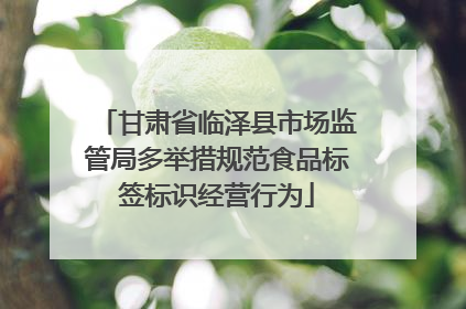 甘肃省临泽县市场监管局多举措规范食品标签标识经营行为