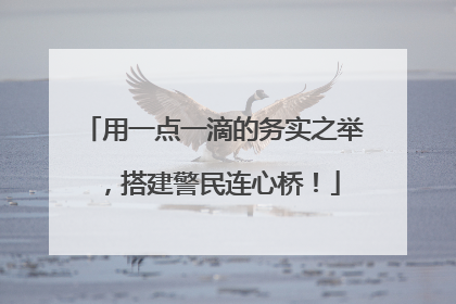 用一点一滴的务实之举，搭建警民连心桥！