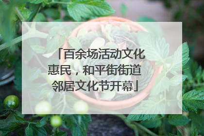 百余场活动文化惠民，和平街街道邻居文化节开幕