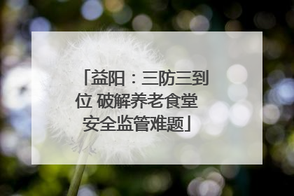 益阳：三防三到位 破解养老食堂安全监管难题