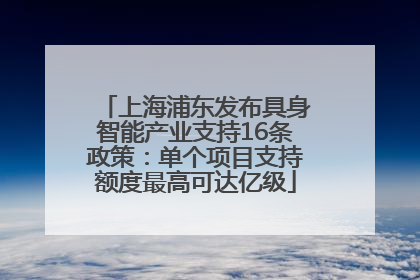 上海浦东发布具身智能产业支持16条政策：单个项目支持额度最高可达亿级