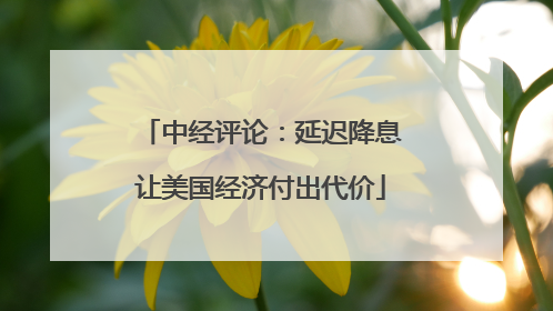 中经评论：延迟降息让美国经济付出代价