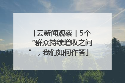 云新闻观察｜5个“群众持续增收之问”，我们如何作答