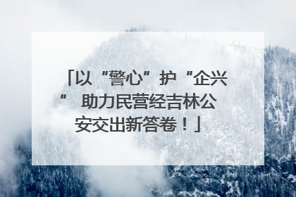 以“警心”护“企兴” 助力民营经吉林公安交出新答卷！