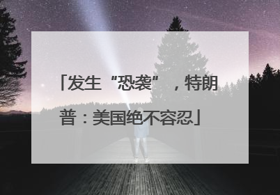 发生“恐袭”，特朗普：美国绝不容忍