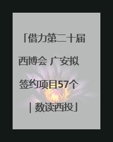 借力第二十届西博会 广安拟签约项目57个｜数读西投