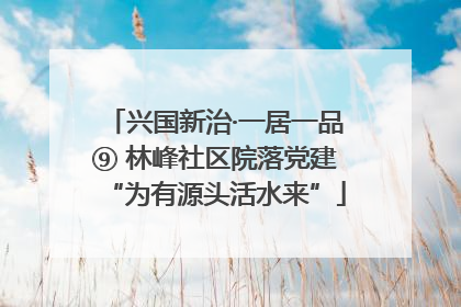 兴国新治·一居一品⑨ 林峰社区院落党建“为有源头活水来”
