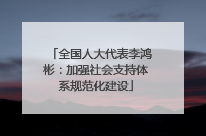 全国人大代表李鸿彬：加强社会支持体系规范化建设