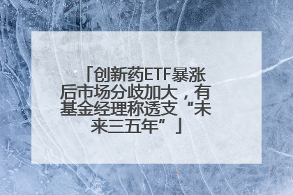 创新药ETF暴涨后市场分歧加大，有基金经理称透支“未来三五年”
