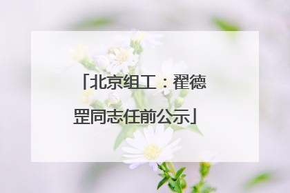 北京组工：翟德罡同志任前公示