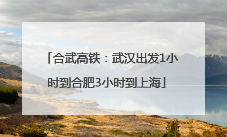 合武高铁：武汉出发1小时到合肥3小时到上海