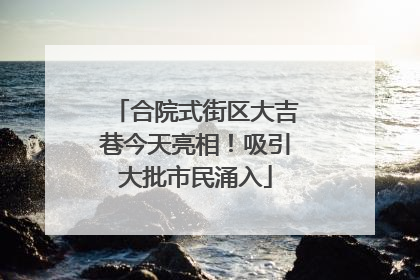 合院式街区大吉巷今天亮相！吸引大批市民涌入