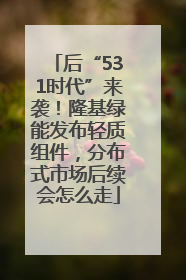后“531时代”来袭！隆基绿能发布轻质组件，分布式市场后续会怎么走