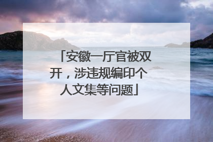 安徽一厅官被双开，涉违规编印个人文集等问题