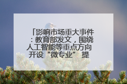 影响市场重大事件：教育部发文，围绕人工智能等重点方向开设“微专业” 提升就业能力