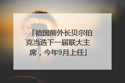 德国前外长贝尔伯克当选下一届联大主席，今年9月上任