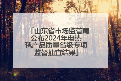 山东省市场监管局公布2024年电热毯产品质量省级专项监督抽查结果