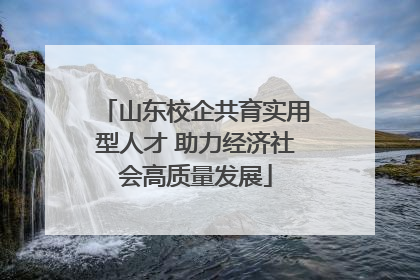 山东校企共育实用型人才 助力经济社会高质量发展