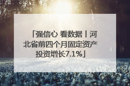强信心 看数据丨河北省前四个月固定资产投资增长7.1%