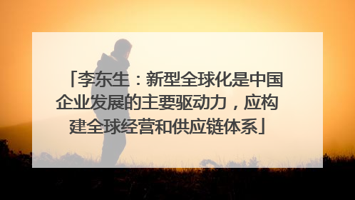 李东生：新型全球化是中国企业发展的主要驱动力，应构建全球经营和供应链体系