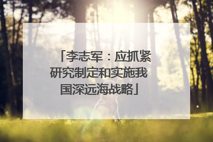 李志军：应抓紧研究制定和实施我国深远海战略