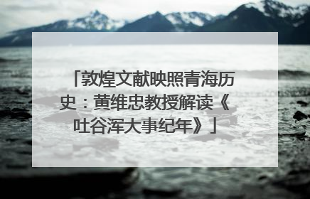 敦煌文献映照青海历史：黄维忠教授解读《吐谷浑大事纪年》
