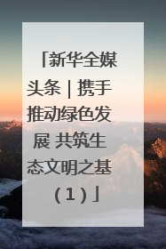 新华全媒头条｜携手推动绿色发展 共筑生态文明之基（1）