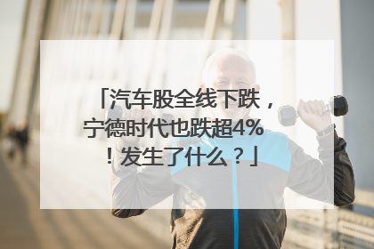 汽车股全线下跌，宁德时代也跌超4%！发生了什么？