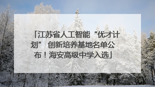 江苏省人工智能“优才计划” 创新培养基地名单公布！海安高级中学入选