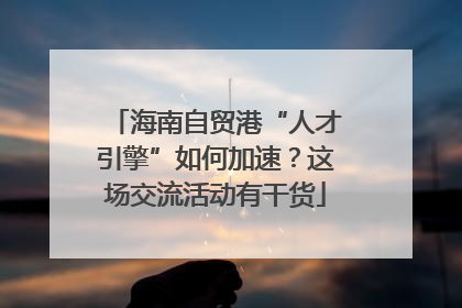 海南自贸港“人才引擎”如何加速？这场交流活动有干货