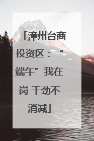 漳州台商投资区：“端午”我在岗 干劲不消减