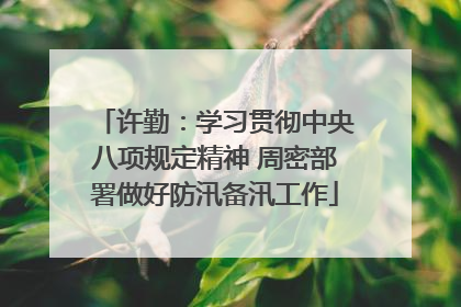 许勤：学习贯彻中央八项规定精神 周密部署做好防汛备汛工作