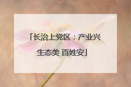 长治上党区：产业兴 生态美 百姓安