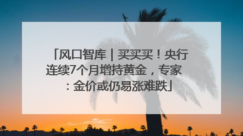 风口智库｜买买买！央行连续7个月增持黄金，专家：金价或仍易涨难跌