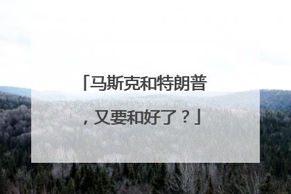 马斯克和特朗普，又要和好了？
