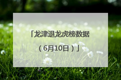 龙津退龙虎榜数据（6月10日）