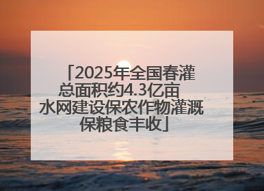 2025年全国春灌总面积约4.3亿亩 水网建设保农作物灌溉 保粮食丰收
