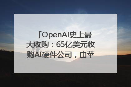 OpenAI史上最大收购：65亿美元收购AI硬件公司，由苹果前设计总监创办